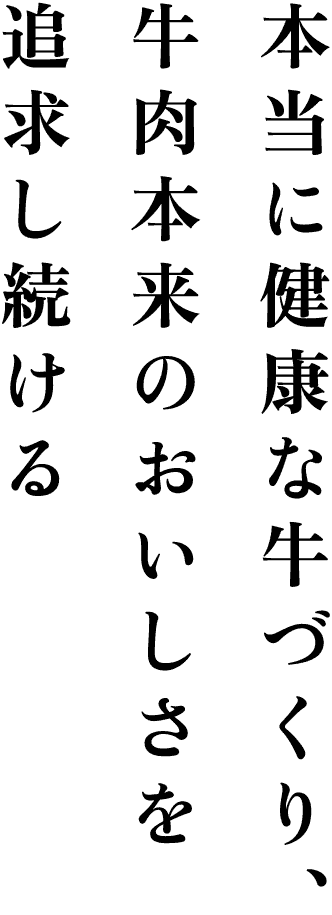 本当に健康な牛づくり、牛肉本来の美味しさを追求し続ける